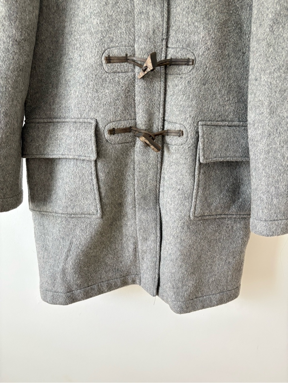 Vintage Gloverall English Duffle Coat Gray Wool Made in England Size US 12 Fall - Picture 7 of 11